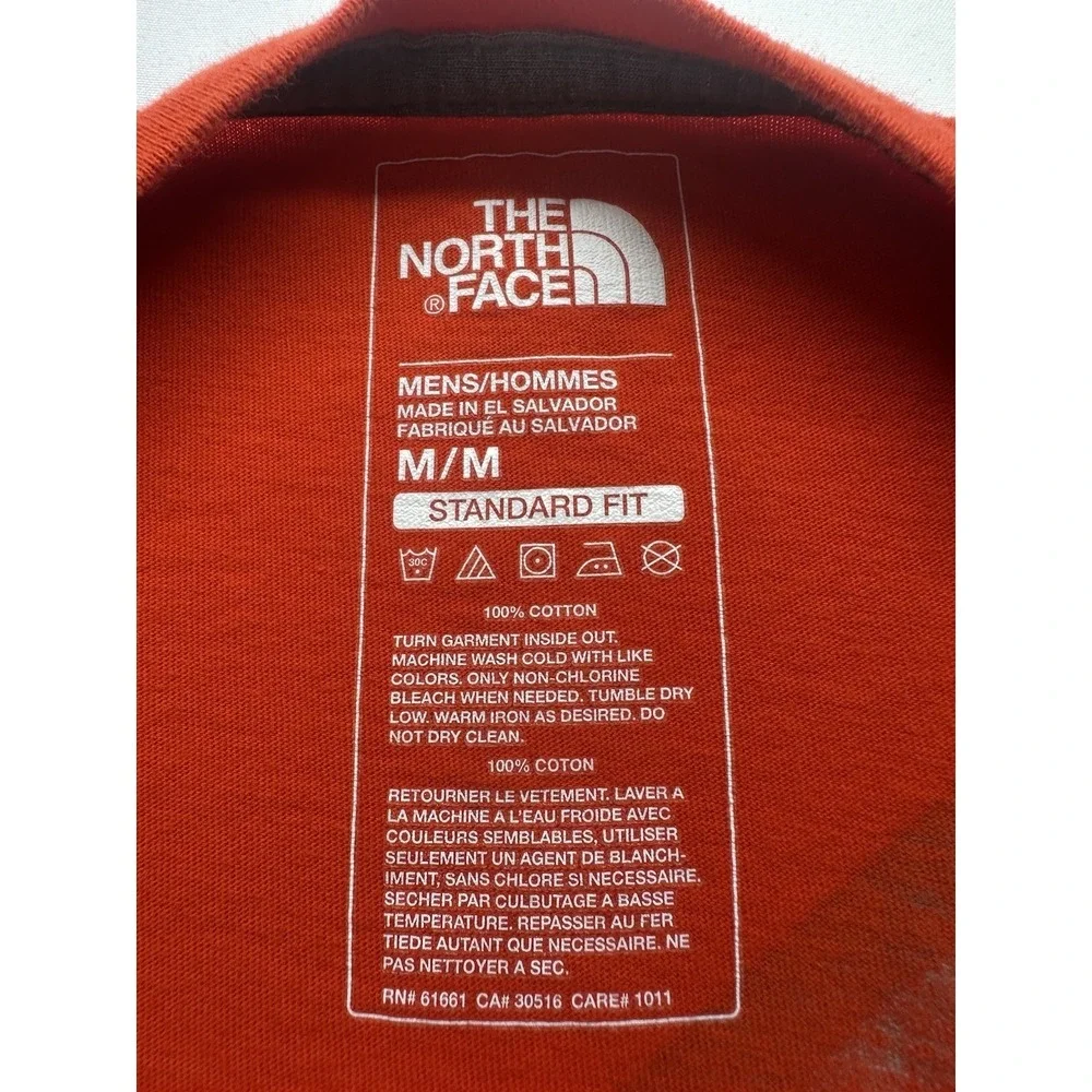 The North Face Shirt Men's M Orange Red Graphic Logo Standard Fit Short Sleeve